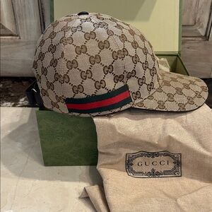 Gucci Beige and Brown Monogram Cap